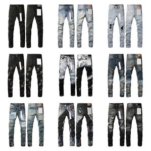Herren Lila Jeans Designer gestapelt lange Hosen ksubi Ripped High Street Marke Patch Loch Denim Straight Fashion Streetwear Silm