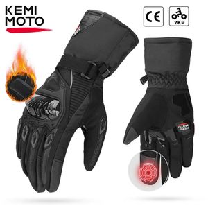 Fem fingrarhandskar Kemimoto CE Motorcykelhandskar Vinter Black Guantes Moto Invierno Warm Pouch Screen Waterproof Windproof Gloves Protective 231117