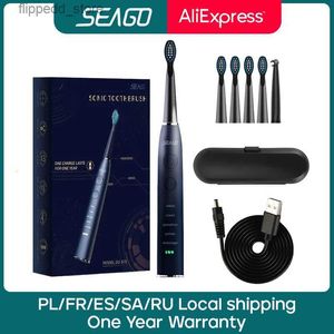 Toothbrush Seago Electric Sonic Toothbrush SG-575 USB Charge Rechargeable Adult Waterproof Electronic Tooth Brushes Replacement Heads Gift Q231117