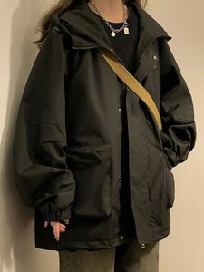 Damenjacken Übergroße Kapuzenjacke Frauen Vintage Lose Windjacke Jacken Weiblich Koreanisch Stilvoll Harajuku Lässiger Reißverschlussmantel Lady Jaqueta 231117