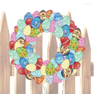 Fiori decorativi Corona di Pasqua Porta d'ingresso in acrilico 2D Uovo appeso per finestra Ornamento per la casa Decorazione per feste felici Ghirlanda primaverile