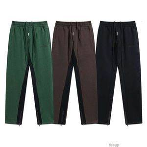 Tasarımcılar Pantolon Erkek Pantolon Sweat Panys Tecrübeli Patchwork Renk Kontrast Bacak Fermuar Drawstring Düz Pantolon Günlük Niche High Street Çok Yönlü
