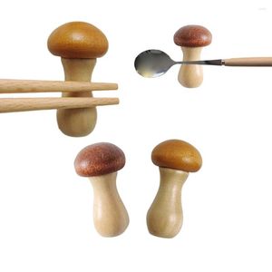 Bacchette 2 pezzi Porta funghi in legno Stoviglie Coltello Forchetta Stand Art Craft Tavolo da pranzo Decor cinese giapponese