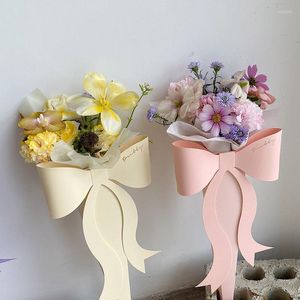 Present Wrap 5pc Rose Flower Bow Packaging Box Small Bouquet Bowknot Wedding Party Valentine's Day Shop Package Material