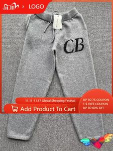 Calças masculinas 2023 cinza relaxado cole buxton homens mulheres merino lã algodão cb solto casual sweatpants calças 231117