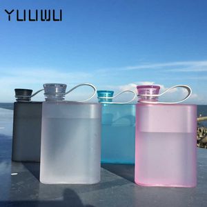 water bottle Flat A5 Ring Transparent Kettle Outdoor Portable Water Bottles for Drink Cup Plastic Kettle Square Book Shape Sport Travel Flask P230324