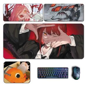 Mouse Pads Wrist Rests Anime Chainsaw man Large Mouse Pads Makima Power Aki Denji Mousepad Computer Laptop Gamer Pad PC Gaming Accessories Desk Mats YQ231117