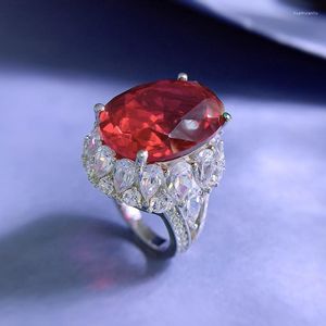 Кольца кластера Rich Woman's Happy 925 Роскошное кольцо с рубином голубиной крови 13 18 мм Live Fashion