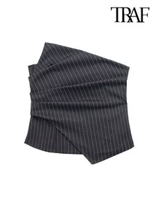 Женские майки TRAF, женская мода с рюшами в полоску, укороченные топы-бюстье, винтажные, с прямым вырезом и боковой молнией, женский Mujer 230417