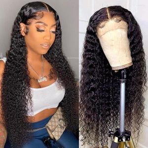 WIG frontal de renda de onda de água de 40 polegadas 4x4 5x5 fechamento 13x6 HD Frontal Curly Human Hair Wigs para mulheres