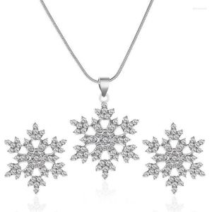 Naszyjnik Zestaw biżuterii płatek śniegu wisiorek stadnant kit kobiety ślub świąteczne walentynkowe imprezowe prezenty biżuterii