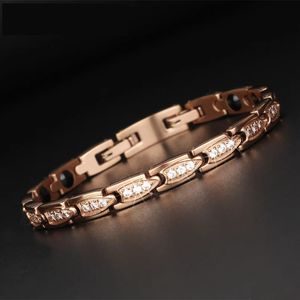 Cuff Magnetic Infrared Germanium Negative Ion Healing Bracelet For Women Rose Gold Plated Health Care Therapy Bracelets Girls Ladies 231116