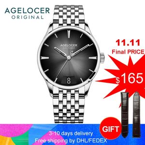 Other Watches AGELOCER Brand Automatic Mechanical Men s Watch 80 Hours Power Reserve Blue Gradient Dial Panoramic Men Wristwatches 231117