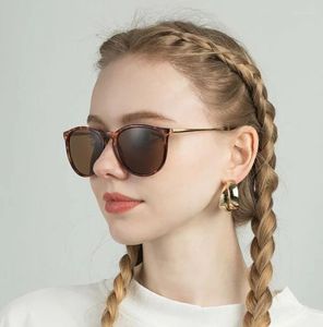 Óculos de sol Moda redonda de leopardo/mulher marca sol óculos de sol reportar óculos vintage Óculos