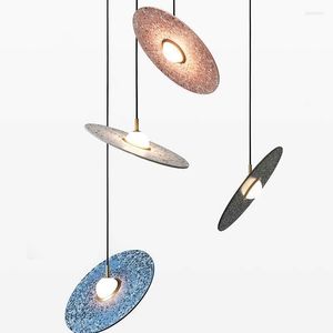 Lampade a sospensione Nordic Simple Modern Disc Chandelier Terrazzo Designer Model Room Personalità Living Dining Light Bar