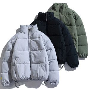 Jaquetas masculinas de designer de inverno masculino colar de pé cor sólida jaqueta de algodão roupas simples solto jaqueta casual