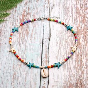 Pendant Necklaces 2023 Colorful Seed Beads Choker Starfish Women Fashion Trendy Bohemian Summer Chic Collier Femme Cowrie Shell Necklace