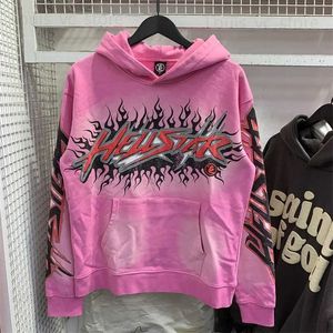 Herrtröjor tröjor hellstar rosa vintage tvätt 1 1 high street tryck stora par sport hoodie t231117