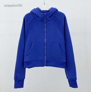 LU-98 Giacca da donna con cappuccio e zip intera spazzolata Abbigliamento sportivo Completi da yoga Allenamento con cappuccio Pista da corsa Cappotto con tasche Pile da esterno Fori per i pollici Abito Abiti Gonna