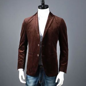 Abiti da uomo Blazer Giacca da uomo piccola in velluto a coste mercerizzato personalizzato stile vintage 231116