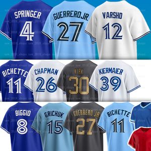 27 Vladimir Guerrero Jr. Toronto Custom Baseball Jersey Blue George Springer Jays Daulton Varsho 11 Bo Bichette Whit Merrifield Kevin Gausman Matt Chapman