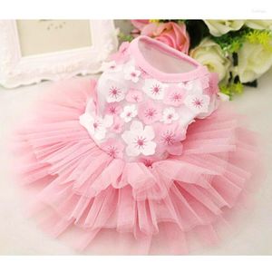 Dog Apparel Quality Sweet Puppy Princess Skirt Pet Lace Cake Handmade Flowers Dress Wedding Dresses For Dogs Cats Pink Y177