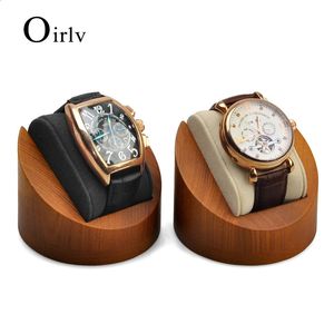 Pudełka biżuterii Oirlv drewniany stojak na wyświetlacz z poduszką zegarek do zegarków stojak biżuterii