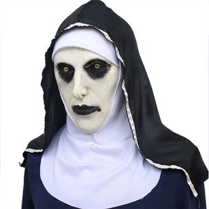 Maski imprezowe Maska Zaskająca Cosplay Valak Scary Latex Maski z chustką pełną twarz Helmet Halloween Party Props 2209082102