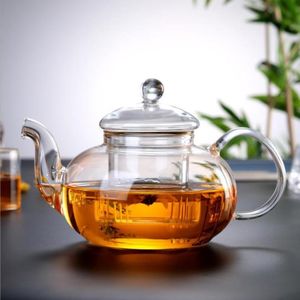 400 ml/1000 ml filterbare hitzebeständige verdickte Glas-Teekanne hoher Borosilikat-Glasblumtee-Teekopf Heizbares Glas Tee Set