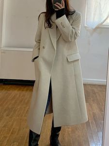 Misto lana da donna Inverno Donna Elegante Cappotto di lana sciolto casual Vintage Chic Capispalla solido Caldo morbido soprabito Manica lunga Giacche da donna Mantello 231116