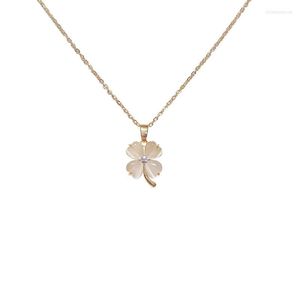 Hänge halsband enkla växtblommor klöver kronblad zirkonkedjan halsband Nimble mors dag kvinna bröllop familj vän smycken smycken