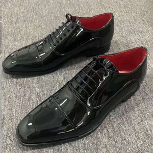 Luksusowe buty sukienki męskie Oxford Oryginalne skórzane skórzane mokasyny Buty Buty Men Men Klasyczne wysokiej jakości biuro weselne Formalne buty Bugi rozmiar 38-48 No495