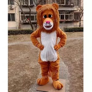 Costumi della mascotte del leone marrone di alta qualità Costume da personaggio dei cartoni animati di alta qualità Vestito da carnevale per adulti Taglia Abiti da carnevale per feste di Natale di Halloween