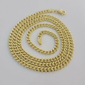 14K żółty złoto Miami Cuban Link łańcuch 3,5 mm Naszyjnik 24 