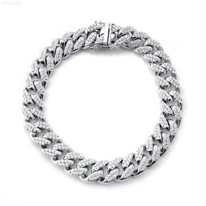 Charm Bracelets Very Cool Hiphop Cuban Chain Bracelet in 14k White Gold with Melee Moissanite for Men