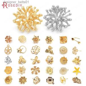 Stud 24k złoty kolor mosiądz 3D Specjalne gałęzie kwiatowe kolczyki stadninowe kolczyki biżuterii tworzące zapasy