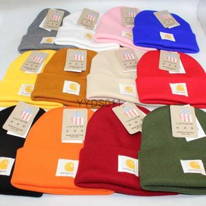 Beanie/Skull Caps New Solid Color編み帽子ヨーロッパとアメリカのワークウェアファッションカジュアルコールドハットメンズアンドレディースプルオーバーウォームハットYQ231117