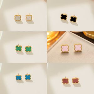 Top Designers vans cleefy Jewelry Vintage 4/Four vanly cleefity Leaf Clover Stud Earrings Back Mother-of-Pearl 18K Gold Plated Agate for partydress gifts