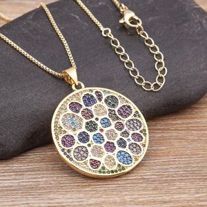 Chains AIBEF Fashion Copper Choker Necklaces Ethnic Round Pave Coloful Cubic Zirconia Pendant Men Woman Jewelry Accessories Gift