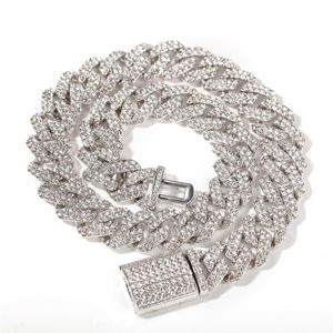 Iced Out Miami Cuban Link Chain Ouro Prata Homens Hip Hop Colar Jóias 16 Polegada 18 Polegada 20 Polegada 22 Polegada 24 Polegada 18MM2812