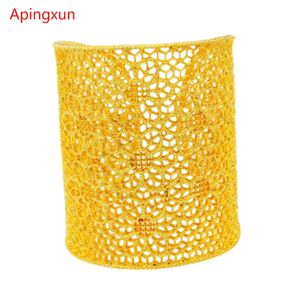 Cuff Apingxun 24K Gold Color Dubai Bangle For Women Girls Engagement Jewelry Ethiopian/Middle East/India Big Cuff Barcelet Party Gift 231116