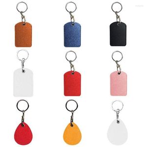 Keychains Leather Card Holder Keychain Key Ring Door Lock Access Tags ID Case Bag Tag