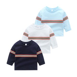 Barn Spring Autumn T-shirts Kids Cotton Striped Pullover Tops Baby Boys Girls Clothing Casual Long Sleeve Shirts BH125