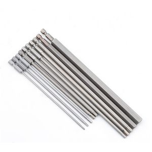 Screwdrivers 10pcs 150mm/200mm Hex Head Allen Wrench Drill Bit Set Long Allen Screwdriver Bits Magnetic Tips Hex Key Screwdriver Socket Bits 230417