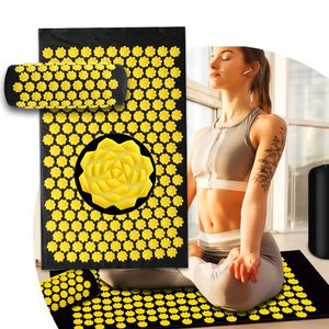 Yogamattor Massager Mat Acupressure Mat Yoga Mats Cushion Sensi Massage Body Pillow Foot With Needle Fitness Pilates Fitness Gym Mat 230417