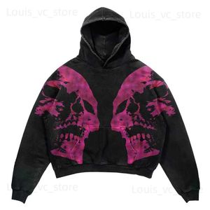 Moletom com capuz masculino 2022 novo super moletom hip hop hoodie masculino feminino crânio impressão estilo rua manga longa solta casual poliéster y2k pulôver t231117