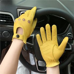 Five Fingers Gloves Motorcycle sheepskin gloves men's outdoor sports driving retro motorcycle touch screen gloves warm 231117