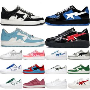 Designer sapatos casuais baixos homens tênis de couro preto branco vermelho azul camuflagem skate jogging esportes estrela treinadores 36-45