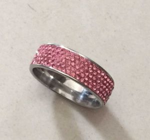 Anillos de boda chicas 316l acero inoxidable rosa plateado rosa diamante anillo de boda anillo de compromiso de cristal para mujeres amantes de las niñas al por mayor envío