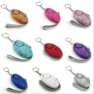 Bling Bling 130 dB Egg Alarm Keychains Diamond Self Defense Alarm For Girl Wome With LED Light Keychain